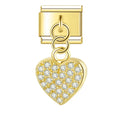 Elegant Heart with CZ - Gold Pendant Charm