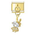Crystal Bunny with CZ - Gold Pendant Charm