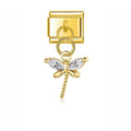 Crystal Dragonfly - Gold Pendant Charm