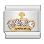 Golden Crown with CZ - Silver Charm