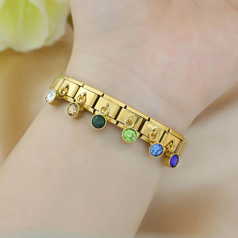 May Birthstone with CZ - Gold Pendant Charm