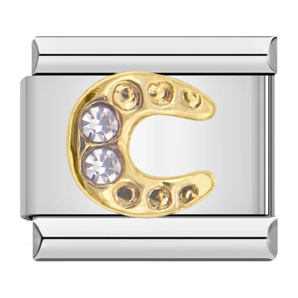 Golden Horseshoe with CZ - Silver Charm