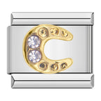 Golden Horseshoe with CZ - Silver Charm