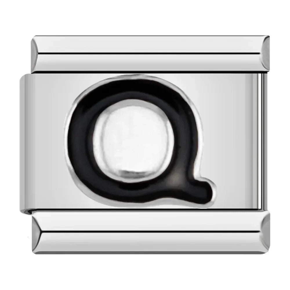 Black Letter Q - Silver Charm