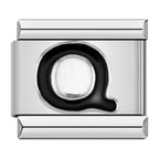 Black Letter Q - Silver Charm