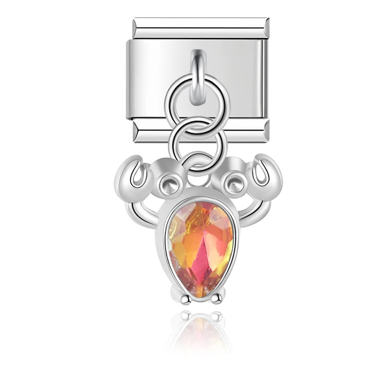 Sunset Teardrop Crab - Silver Pendant Charm