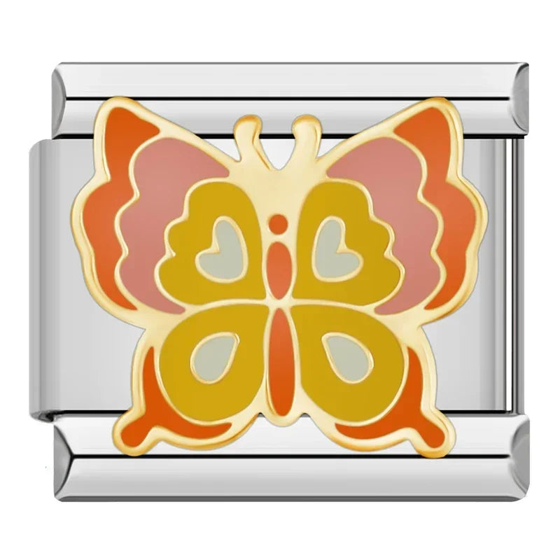 Gorgeous Orange Butterfly - Silver Charm