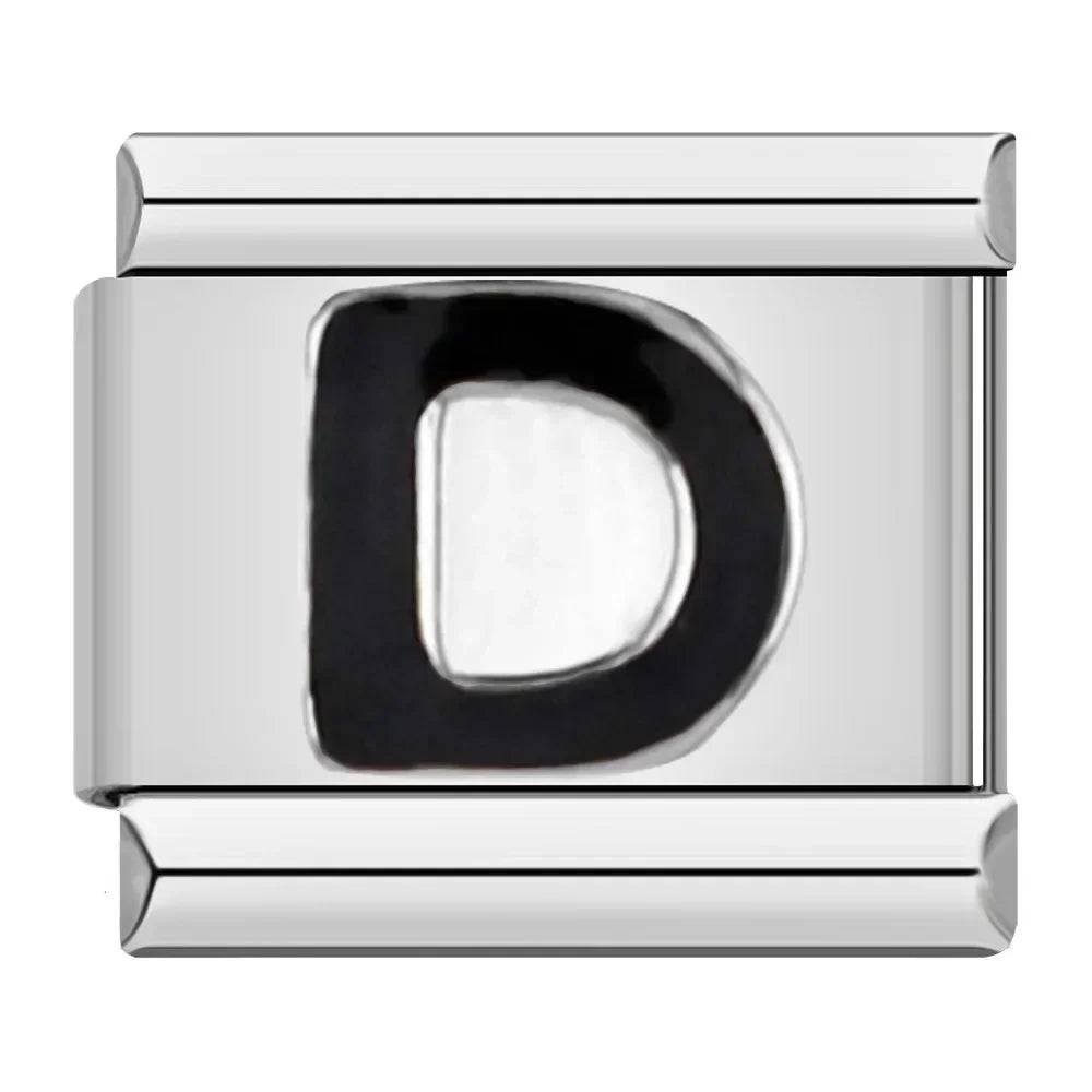 Black Letter D - Silver Charm