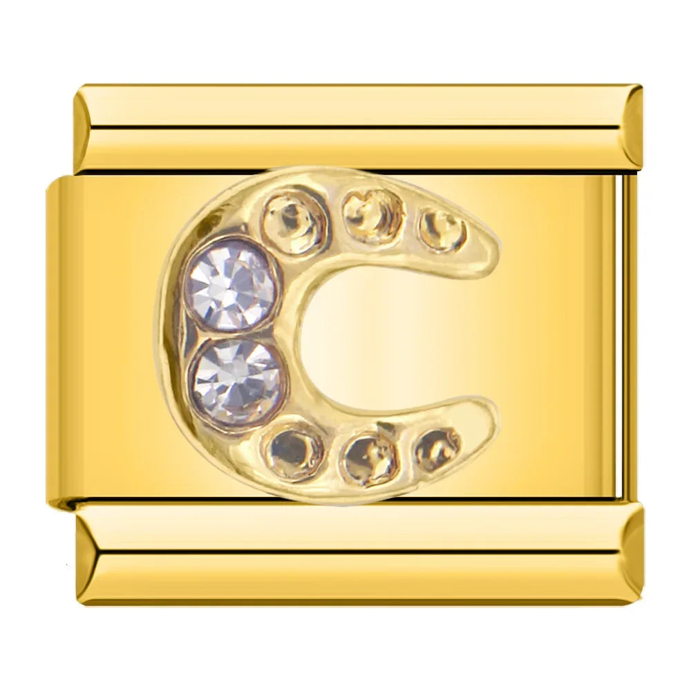 Golden Horseshoe with CZ - Gold Charm