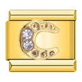Golden Horseshoe with CZ - Gold Charm