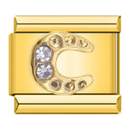 Golden Horseshoe with CZ - Gold Charm