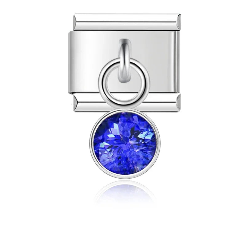 September Birthstone with CZ - Silver Pendant Charm